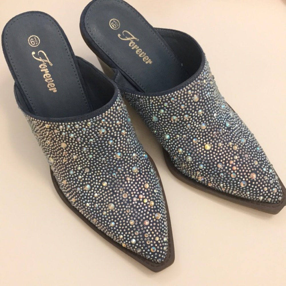 New Forever embellished mules Sz 6.5